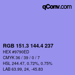カラーコード: RGB 151.3 144.4 237 | qconv.com
