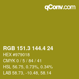 カラーコード: RGB 151.3 144.4 24 | qconv.com