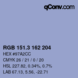 カラーコード: RGB 151.3 162 204 | qconv.com