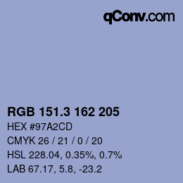 カラーコード: RGB 151.3 162 205 | qconv.com