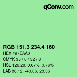 カラーコード: RGB 151.3 234.4 160 | qconv.com