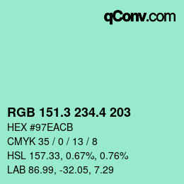 カラーコード: RGB 151.3 234.4 203 | qconv.com