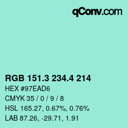 カラーコード: RGB 151.3 234.4 214 | qconv.com