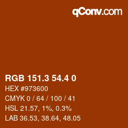 カラーコード: RGB 151.3 54.4 0 | qconv.com