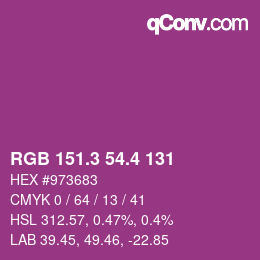 カラーコード: RGB 151.3 54.4 131 | qconv.com