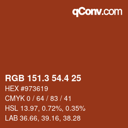 カラーコード: RGB 151.3 54.4 25 | qconv.com