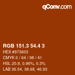 カラーコード: RGB 151.3 54.4 3 | qconv.com