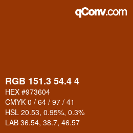 カラーコード: RGB 151.3 54.4 4 | qconv.com