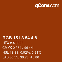 カラーコード: RGB 151.3 54.4 6 | qconv.com