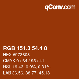 カラーコード: RGB 151.3 54.4 8 | qconv.com