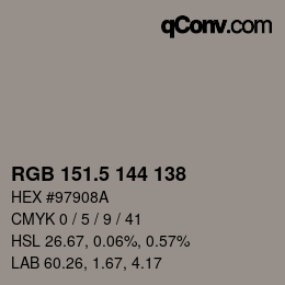 Color code: RGB 151.5 144 138 | qconv.com