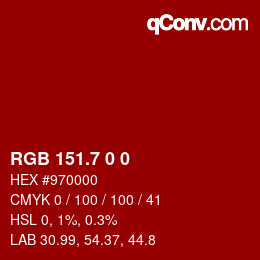 カラーコード: RGB 151.7 0 0 | qconv.com