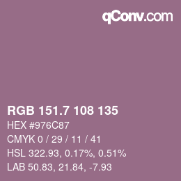 カラーコード: RGB 151.7 108 135 | qconv.com