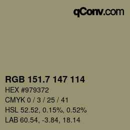 カラーコード: RGB 151.7 147 114 | qconv.com