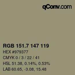 カラーコード: RGB 151.7 147 119 | qconv.com