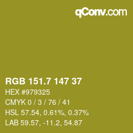 カラーコード: RGB 151.7 147 37 | qconv.com