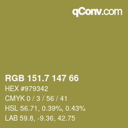 カラーコード: RGB 151.7 147 66 | qconv.com