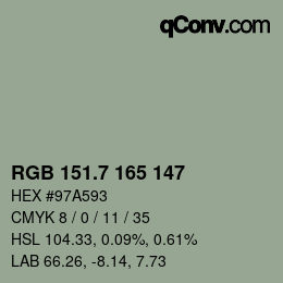 カラーコード: RGB 151.7 165 147 | qconv.com