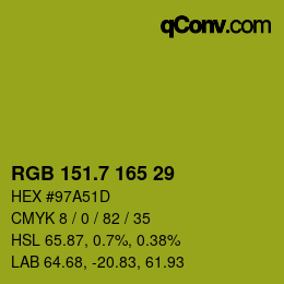 カラーコード: RGB 151.7 165 29 | qconv.com