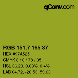 カラーコード: RGB 151.7 165 37 | qconv.com