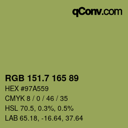 カラーコード: RGB 151.7 165 89 | qconv.com
