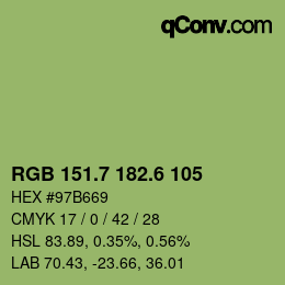 カラーコード: RGB 151.7 182.6 105 | qconv.com