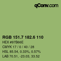 カラーコード: RGB 151.7 182.6 110 | qconv.com
