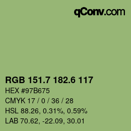 カラーコード: RGB 151.7 182.6 117 | qconv.com