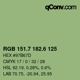カラーコード: RGB 151.7 182.6 125 | qconv.com