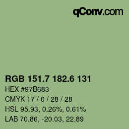 カラーコード: RGB 151.7 182.6 131 | qconv.com