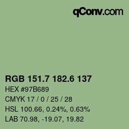 カラーコード: RGB 151.7 182.6 137 | qconv.com