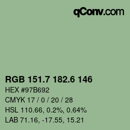 カラーコード: RGB 151.7 182.6 146 | qconv.com