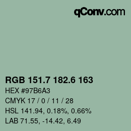 カラーコード: RGB 151.7 182.6 163 | qconv.com