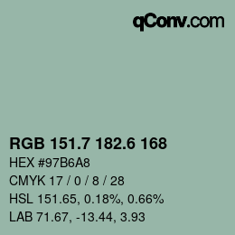 カラーコード: RGB 151.7 182.6 168 | qconv.com