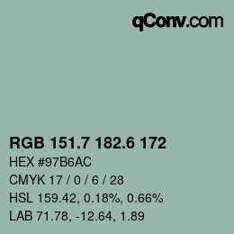 カラーコード: RGB 151.7 182.6 172 | qconv.com