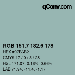 カラーコード: RGB 151.7 182.6 178 | qconv.com