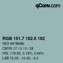 カラーコード: RGB 151.7 182.6 182 | qconv.com