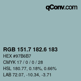 カラーコード: RGB 151.7 182.6 183 | qconv.com