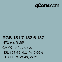カラーコード: RGB 151.7 182.6 187 | qconv.com