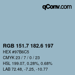 カラーコード: RGB 151.7 182.6 197 | qconv.com