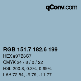 カラーコード: RGB 151.7 182.6 199 | qconv.com