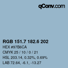 カラーコード: RGB 151.7 182.6 202 | qconv.com
