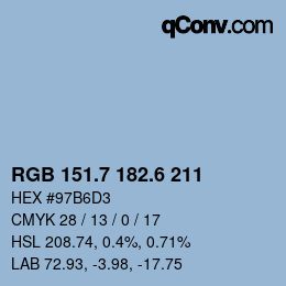 カラーコード: RGB 151.7 182.6 211 | qconv.com
