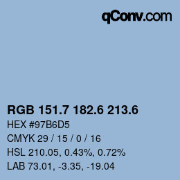 カラーコード: RGB 151.7 182.6 213.6 | qconv.com