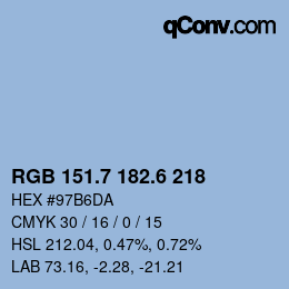 カラーコード: RGB 151.7 182.6 218 | qconv.com