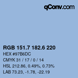 カラーコード: RGB 151.7 182.6 220 | qconv.com