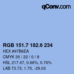 カラーコード: RGB 151.7 182.6 234 | qconv.com