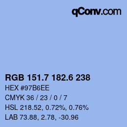 カラーコード: RGB 151.7 182.6 238 | qconv.com