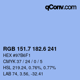カラーコード: RGB 151.7 182.6 241 | qconv.com