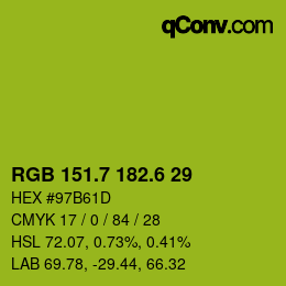 カラーコード: RGB 151.7 182.6 29 | qconv.com